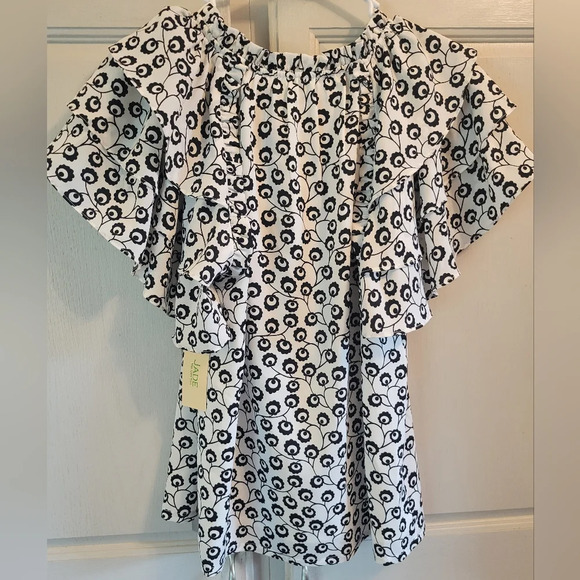 Jade Melody Tam Black White Butterfly Style Top Blouse - Picture 2 of 8